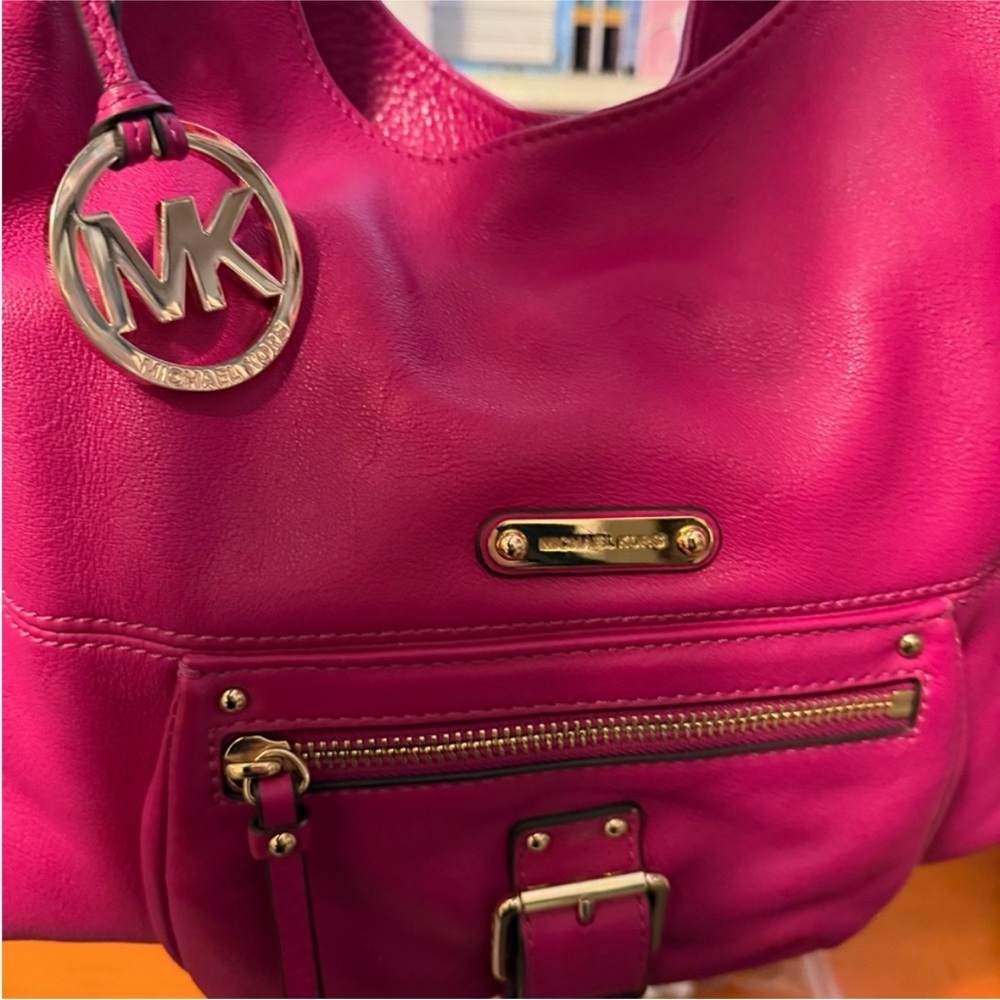 Michael Kors Fuchsia Leather Hobo Bag - Picture 12 of 17